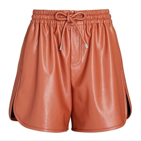 A.L.C Ryder Pull On Faux Leather Shorts Russet in Size Large - Picture 5 of 12